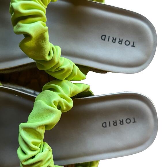 Torrid Sandals 9 Wide Width Lime Green Platform Flatform Jute Braided Flatform - Picture 3 of 7